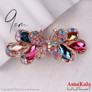 گیره مو انبری زنانه مدل مجلسی پروانه نگین دار جنس خارجی کد HAIR13229W