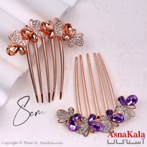 شانه مو فلزی زنانه مدل مجلسی پروانه مرواریدی جنس خارجی کد HAIR13236W