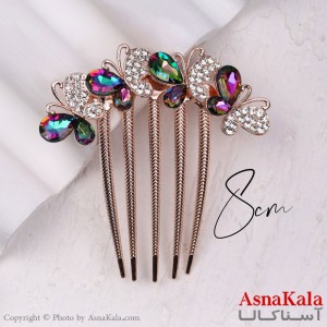 شانه مو فلزی زنانه مدل مجلسی پروانه رنگی جنس خارجی کد HAIR13237W