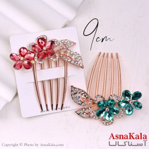 شانه مو فلزی زنانه مدل مجلسی گل جواهری جنس خارجی کد HAIR13239W