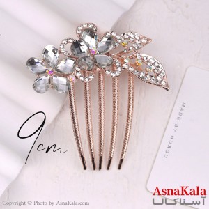 شانه مو فلزی زنانه مدل مجلسی نگینی سفید جنس خارجی کد HAIR13240W