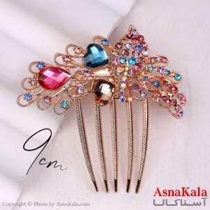 شانه مو فلزی زنانه مدل مجلسی نگین طلایی  جنس خارجی کد HAIR13245W