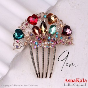 شانه مو فلزی زنانه مدل مجلسی نگین قلبی جنس خارجی کد HAIR13250W