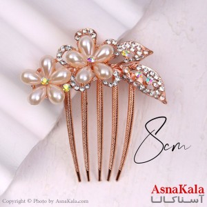 شانه مو فلزی زنانه مدل مجلسی گل مرواریدی جنس خارجی کد HAIR13253W