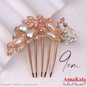 شانه مو فلزی زنانه مدل مجلسی طاووس طلایی جنس خارجی کد HAIR13254W