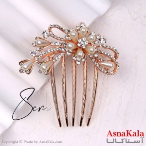 شانه مو فلزی زنانه مدل مجلسی گل نگین طلایی جنس خارجی کد HAIR13255W