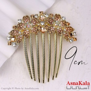 شانه مو فلزی زنانه مدل مجلسی گل طلایی جنس خارجی کد HAIR13258W