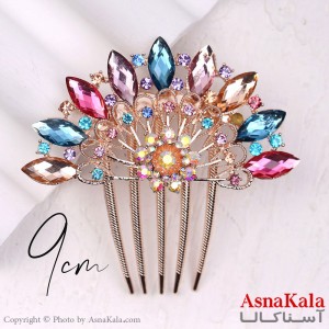 شانه مو فلزی زنانه مدل مجلسی نگینی جنس خارجی کد HAIR13259W