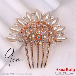 شانه مو فلزی زنانه مدل مجلسی مرواریدی جنس خارجی کد HAIR13260W