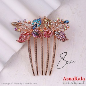 شانه مو فلزی زنانه مدل مجلسی نگینی رنگی جنس خارجی کد HAIR13262W