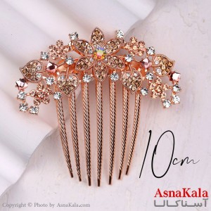 شانه مو فلزی زنانه مدل مجلسی گل درخشان جنس خارجی کد HAIR13264W