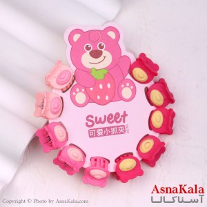 گیره مو زنانه کوچک جنس خارجی 10عددی مدل خرسی کد HAIR13268W