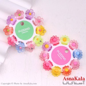 گیره مو زنانه کوچک جنس خارجی 10عددی مدل گل شیشه ای کد HAIR13269W