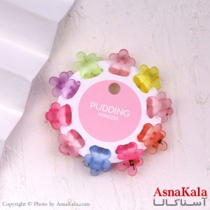 گیره مو زنانه کوچک جنس خارجی 10عددی مدل شکوفه شیشه ای کد HAIR13277W