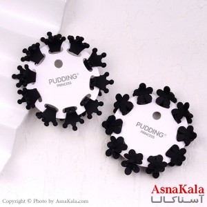 گیره مو زنانه کوچک جنس خارجی 10عددی مدل گل و تاج مشکی کد HAIR13285W