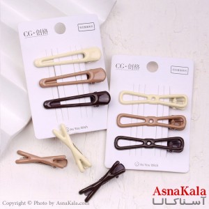 گیره مو زنانه انبری براق رنگ نود مجموعه 3عددی کد HAIR13301W