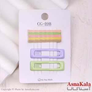 گیره و پنس و تق تقی مو رنگی مجموعه 12 عددی  کد HAIR13307W