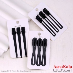 گیره مو زنانه انبری مشکی مجموعه 3عددی کد HAIR13309W