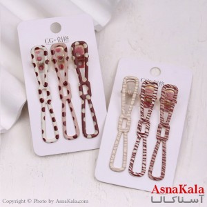 گیره مو زنانه انبری کارتی پاپیونی طرحدار مجموعه 3عددی کد HAIR13314W