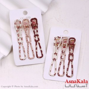 گیره مو زنانه انبری کارتی پاپیونی طرحدار مجموعه 3عددی کد HAIR13315W