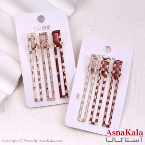 گیره مو زنانه انبری کارتی مستطیل مجموعه 3عددی کد HAIR13317W