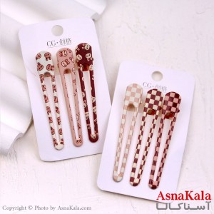 گیره مو زنانه انبری کارتی بادومی مجموعه 3عددی کد HAIR13321W