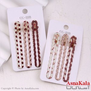 گیره مو زنانه انبری کارتی هلالی مجموعه 3عددی کد HAIR13324W