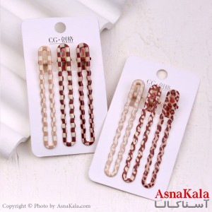 گیره مو زنانه انبری کارتی هلالی طرحدار مجموعه 3عددی کد HAIR13325W