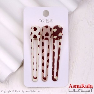 گیره مو زنانه انبری کارتی قلبی مجموعه 3عددی کد HAIR13328W