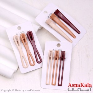 گیره مو زنانه انبری کارتی براق رنگ نود مجموعه 3عددی کد HAIR13337W