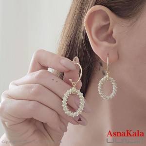 گوشواره آویز زنانه استیل 316 رنگ ثابت مدل مروارید بیضی کد GSH15576W