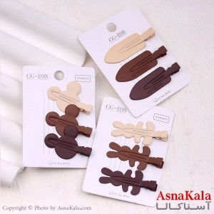 گیره مو زنانه انبری کارتی پینترستی رنگ نود مجموعه 3عددی کد HAIR13345W