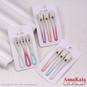 گیره مو زنانه انبری کارتی براق سفید مجموعه 3عددی کد HAIR13346W