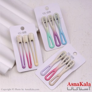 گیره مو زنانه انبری کارتی براق سفید مجموعه 3عددی کد HAIR13347W