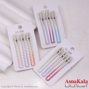 گیره مو زنانه انبری کارتی براق مستطیلی مجموعه 3عددی کد HAIR13348W