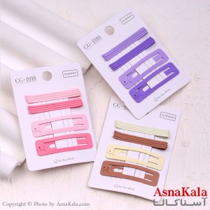 گیره و پنس و تق تقی مو مستطیل رنگی مجموعه 10عددی  کد HAIR13356W