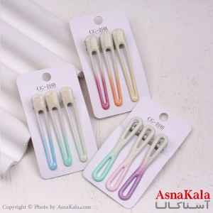 گیره مو زنانه انبری کارتی براق سفید مجموعه 3عددی کد HAIR13363W