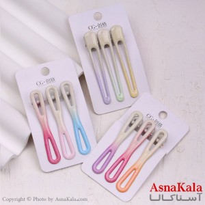 گیره مو زنانه انبری کارتی براق سفید مجموعه 3عددی کد HAIR13364W