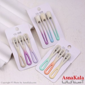 گیره مو زنانه انبری کارتی براق سفید مجموعه 3عددی کد HAIR13365W