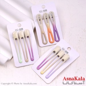 گیره مو زنانه انبری کارتی شاینی سفید مجموعه 3عددی کد HAIR13367W