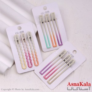 گیره مو زنانه انبری کارتی براق مستطیلی مجموعه 3عددی کد HAIR13370W