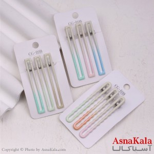 گیره مو زنانه انبری کارتی براق مستطیلی مجموعه 3عددی کد HAIR13371W