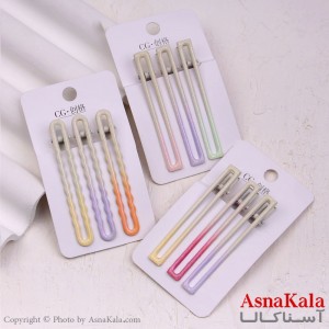 گیره مو زنانه انبری کارتی براق مستطیلی مجموعه 3عددی کد HAIR13372W
