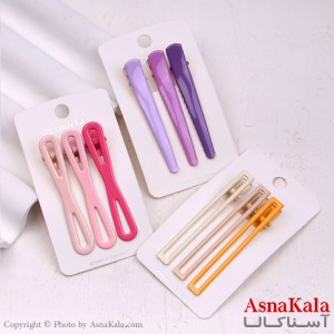 گیره مو زنانه انبری کارتی فلزی مجموعه 3عددی کد HAIR13387W