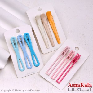 گیره مو زنانه انبری کارتی فلزی براق مجموعه 3عددی کد HAIR13388W