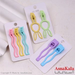 گیره مو زنانه انبری کارتی فلزی رنگی کد HAIR13392W