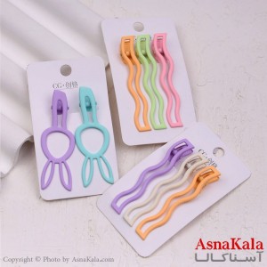 گیره مو زنانه انبری کارتی فلزی رنگی کد HAIR13393W