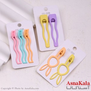 گیره مو زنانه انبری کارتی فلزی رنگی کد HAIR13394W