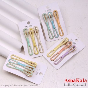 گیره مو زنانه انبری کارتی پاپیون آبرنگی مجموعه 3عددی کد HAIR13406W