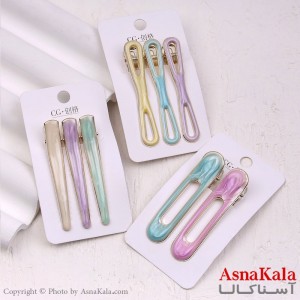 گیره مو زنانه انبری کارتی پینترستی پاستیلی مجموعه 3عددی کد HAIR13407W